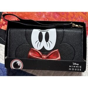 Minnie Mouse Wallet Wristlet Bioworld Disney Zippered Red Bow Credit Card Holder